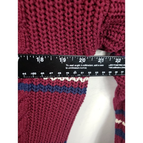 Men's Claybrooke Outdoors Patterned Crew Neck Sweater Size M Burgundy Cotton - Picture 5 of 7